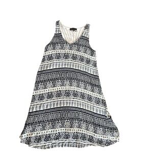 Luxology Women‎ Blue White Patterned Crochet Back Sleeveless Dress Size 8